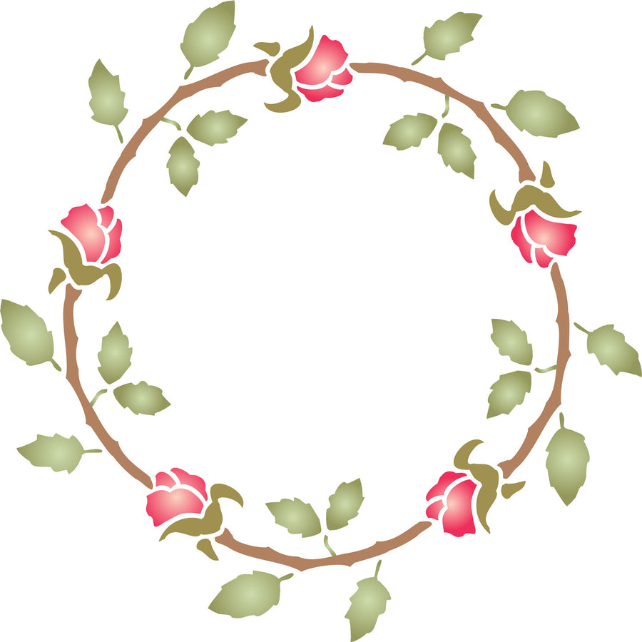 Rose Wreath Stencil- Ring of Roses Flower Rosebuds