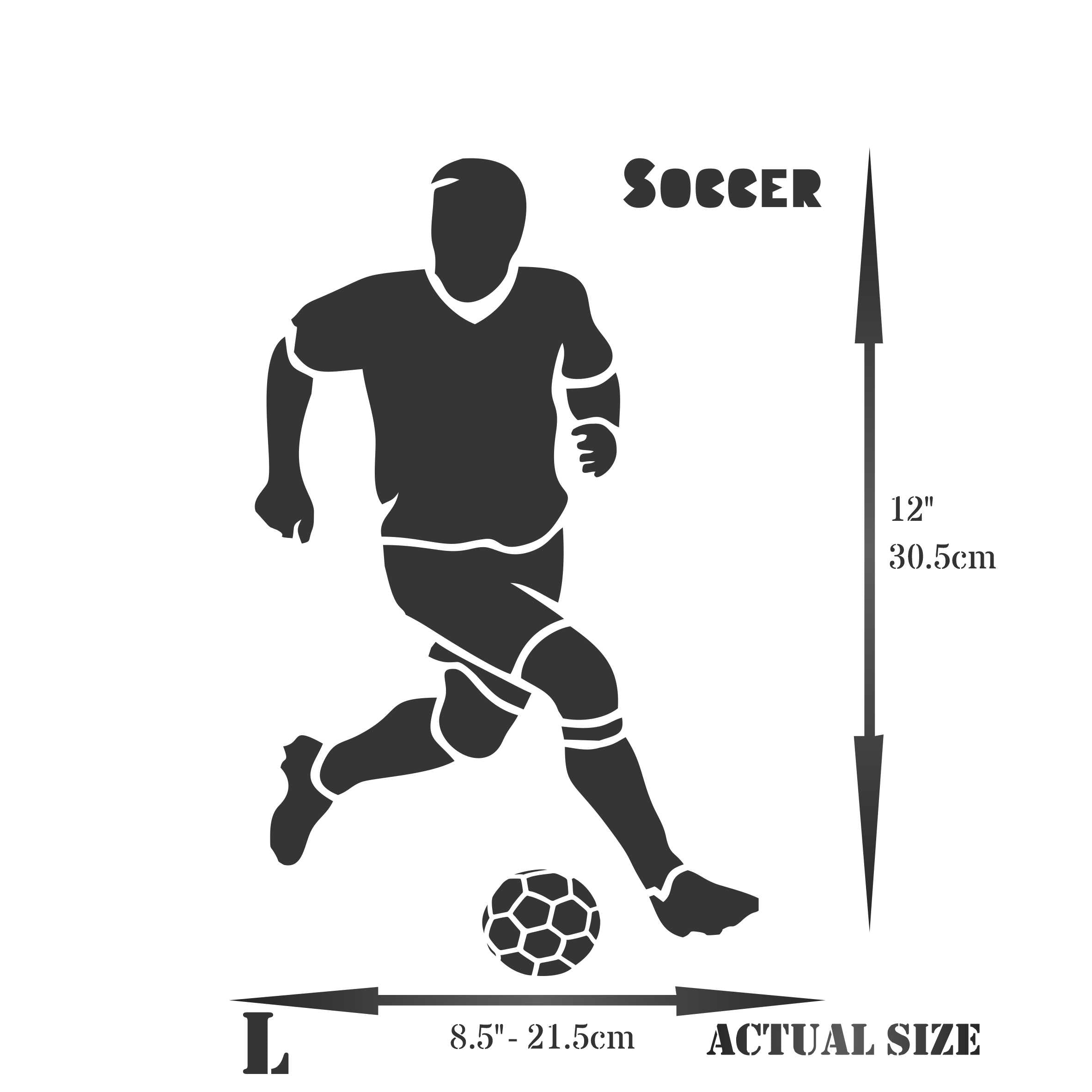 Soccer Stencil - Athlete UK Football Soccer Player Ball Word Quote