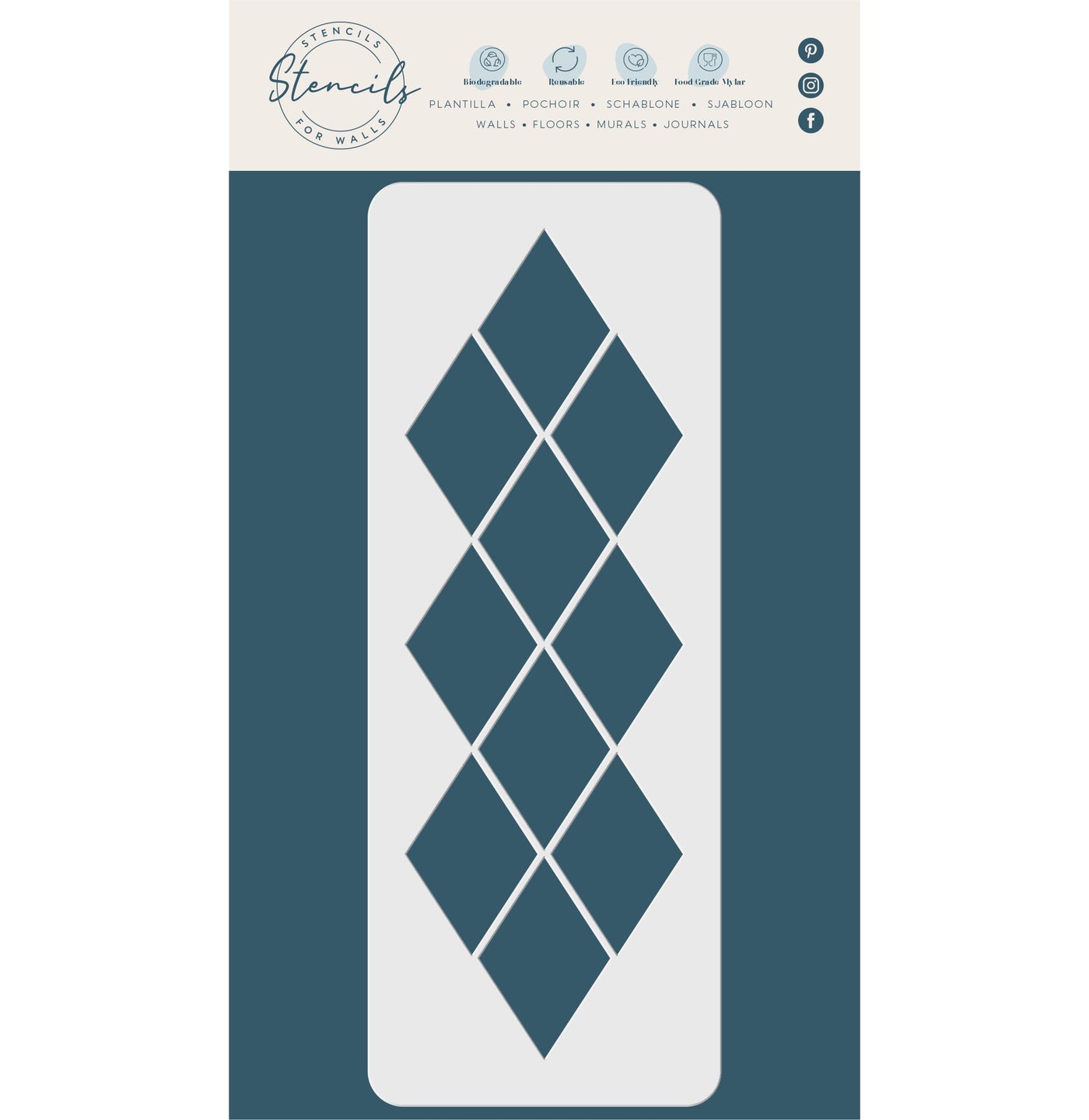 Art Deco Border Stencil - Art Deco Diamond