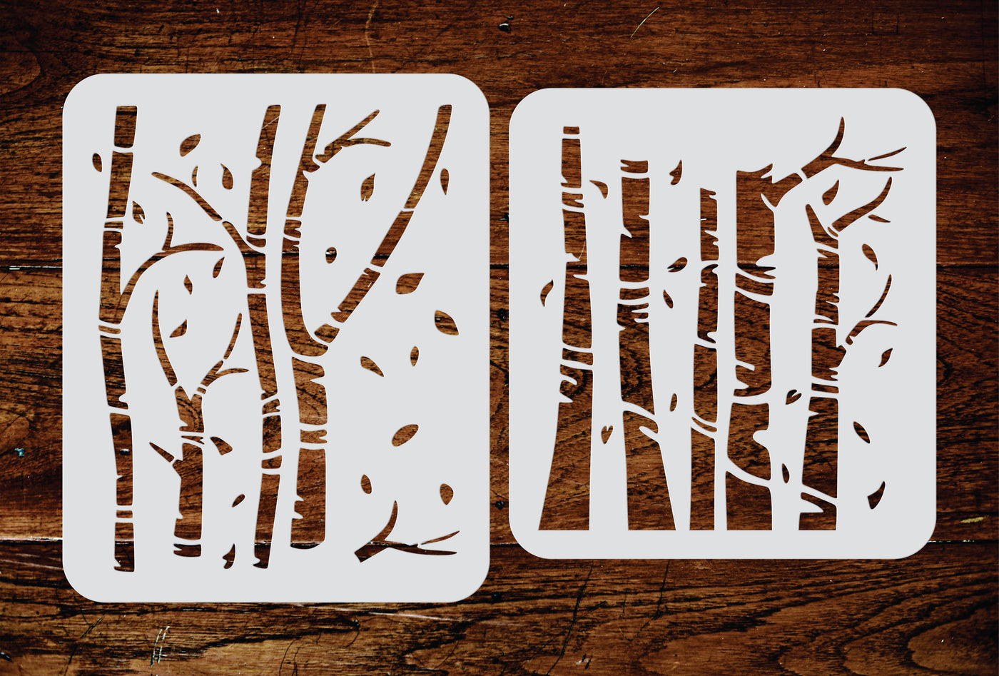 Birch Trees Stencil - Silver White Birch Tree Trunks Forest