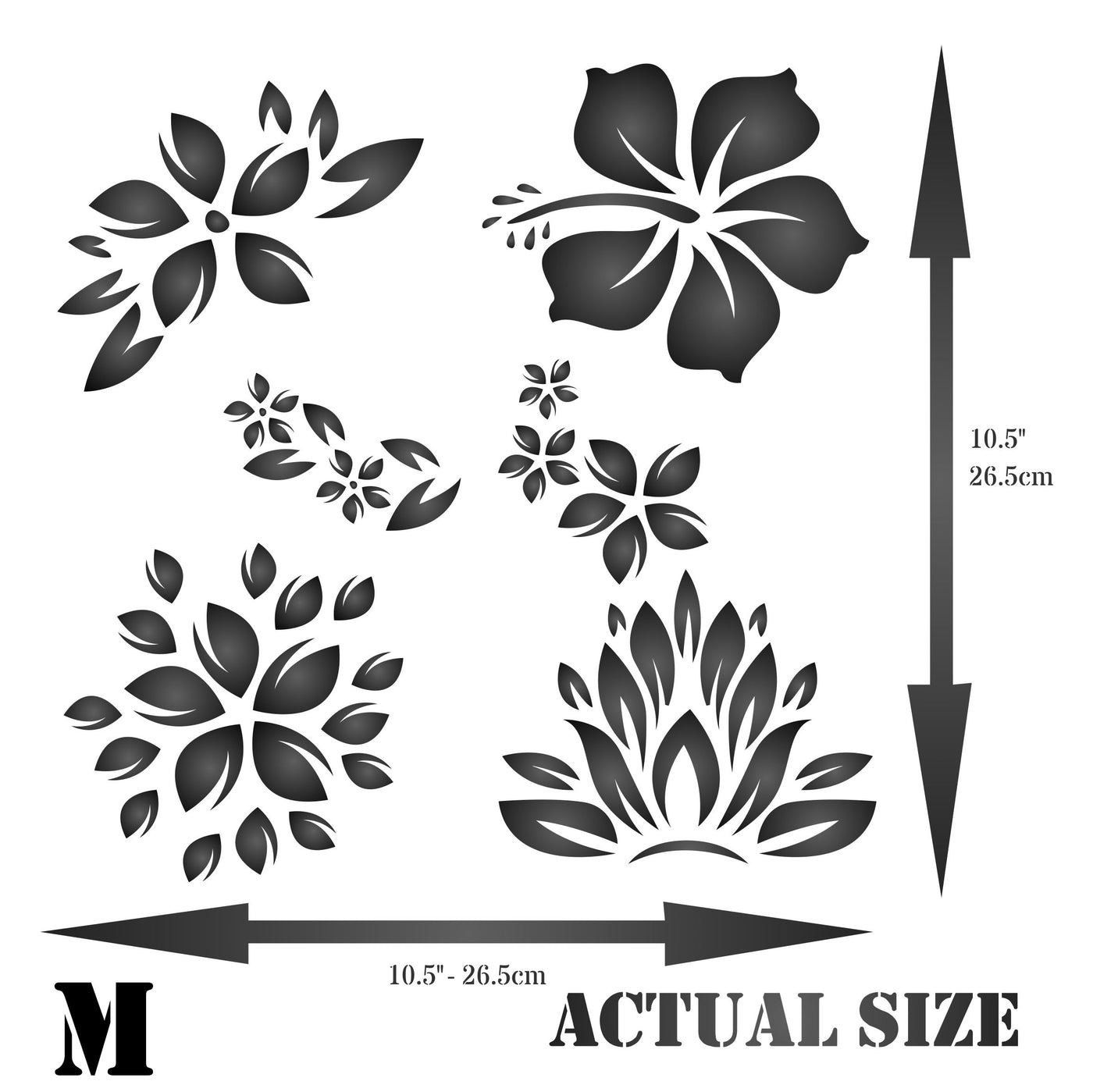 Tropical Flowers Stencil - Allover Tropical Flower Pattern Template