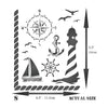 Nautical Stencil - Ocean Birds Lighthouse Compass Ships Wheel Boat Anchor