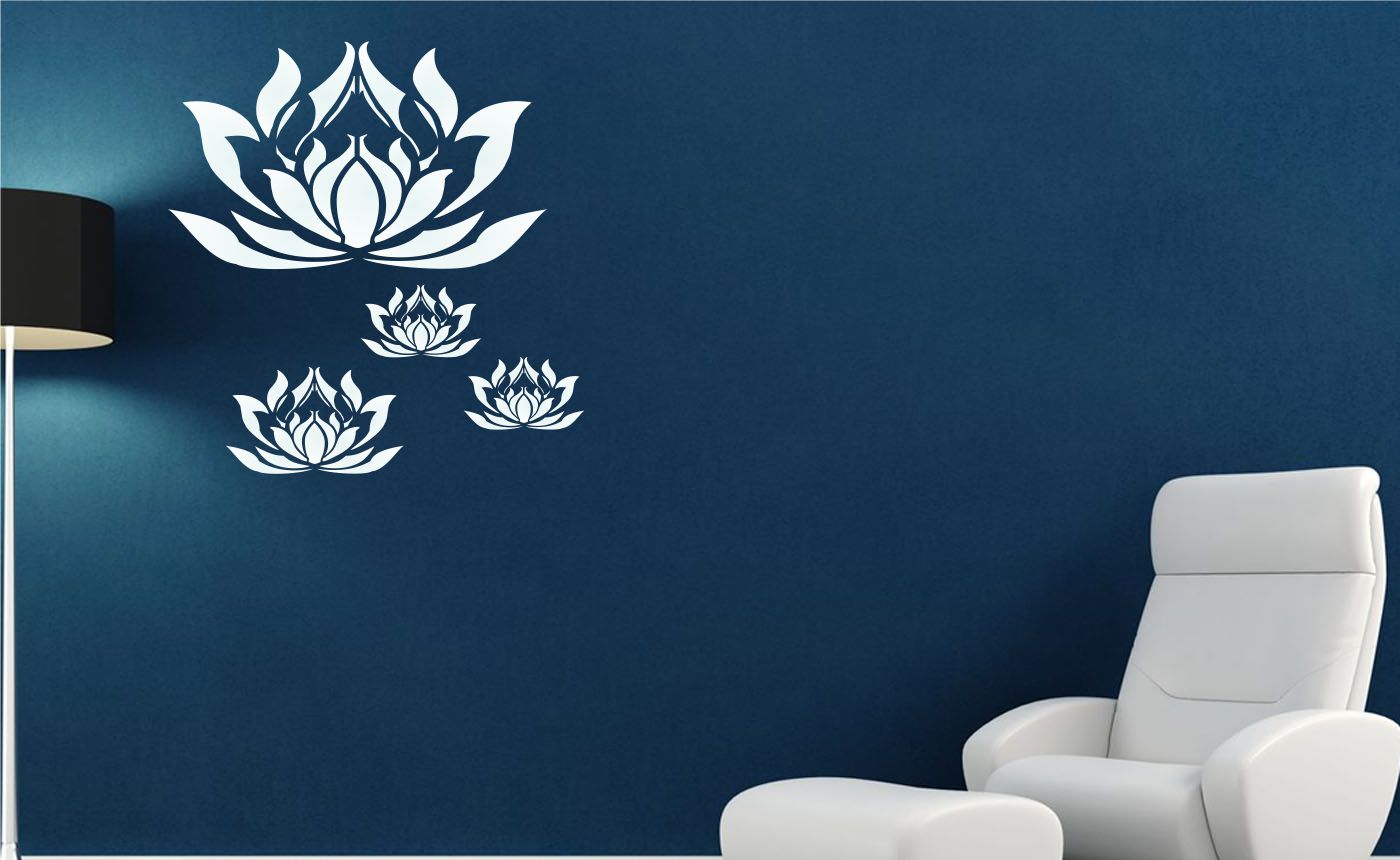 Lotus Flower Stencil- Stylized Oriental Asian Lotus Bloom