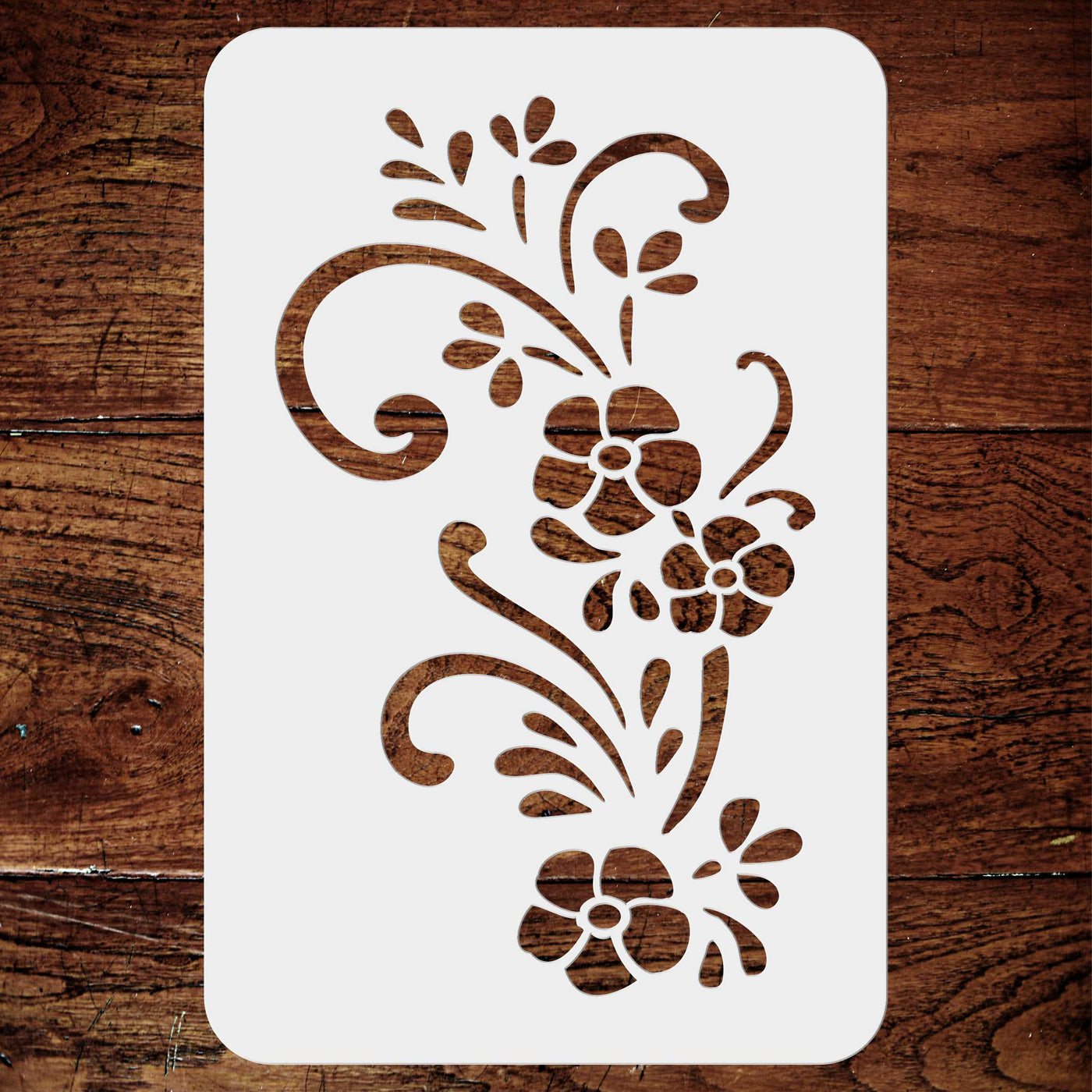 Swirly Flowers Stencil - Classic Floral Flower Border