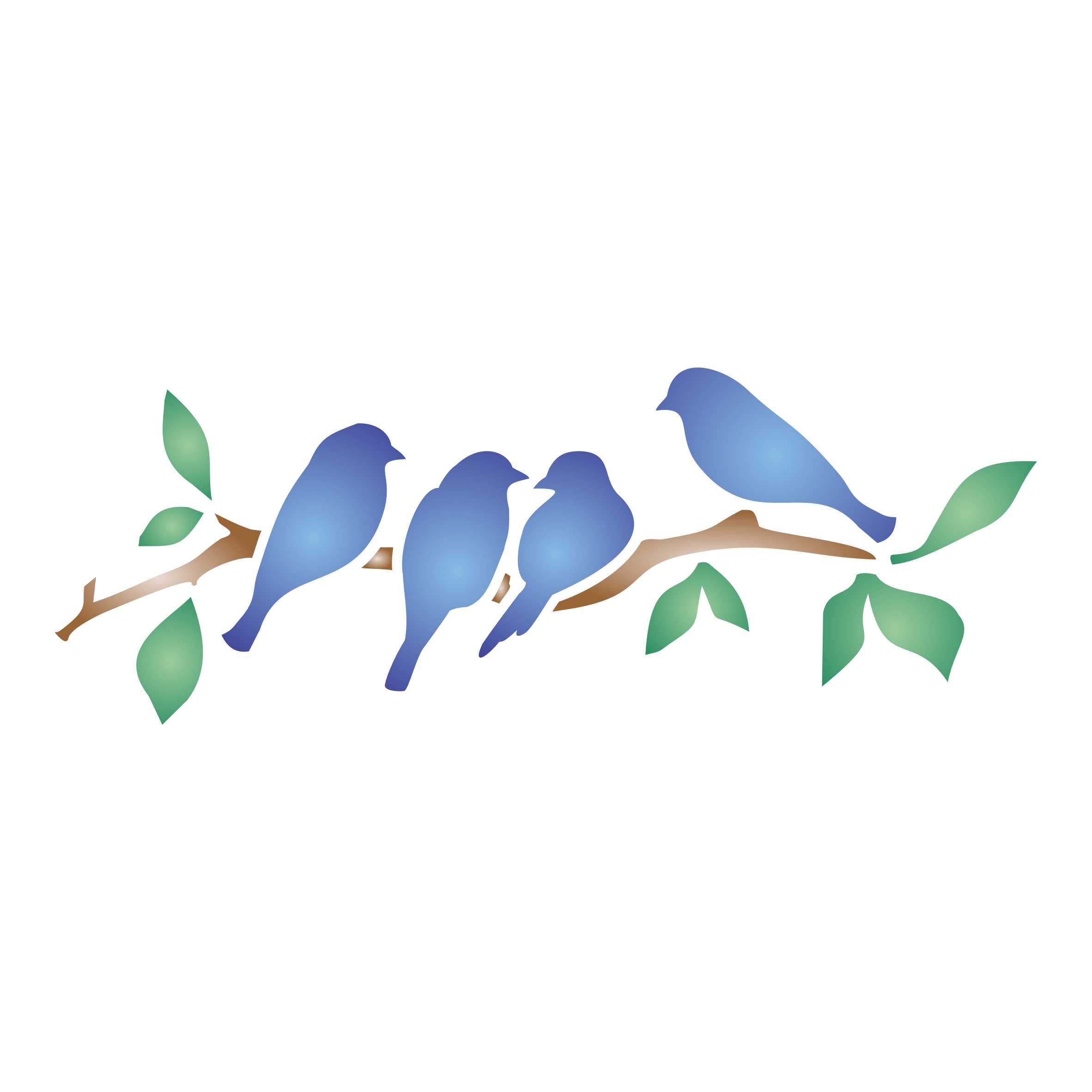 Roosting Birds Stencil - Bird Branch Silhouette Border