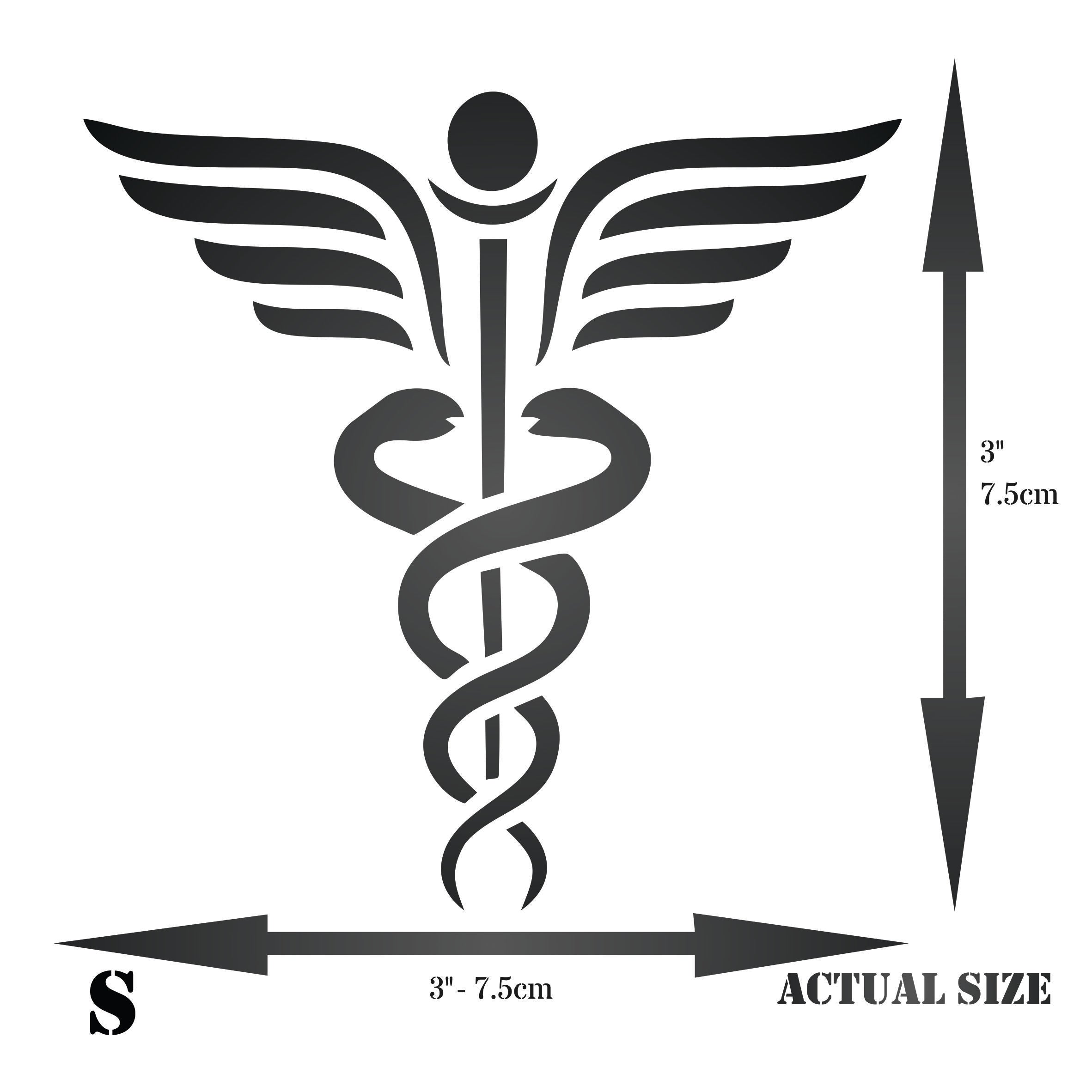 Caduceus Stencil - Staff of Hermes Medical Symbol