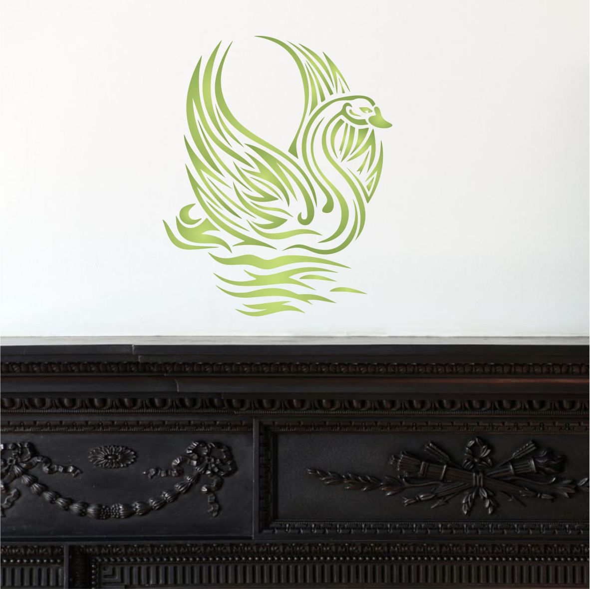 Tribal Swan Stencil - Stylized Ethnic Water Bird Tattoo