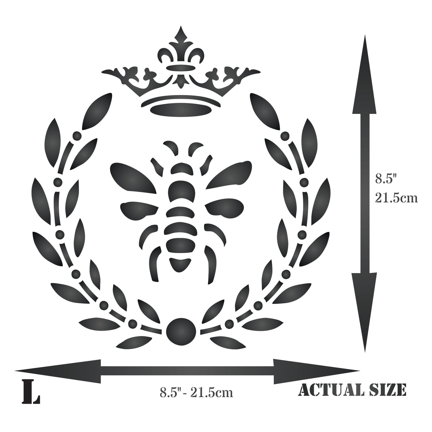 French Bee Stencil - Crown Laurel Wreath French Country Bee