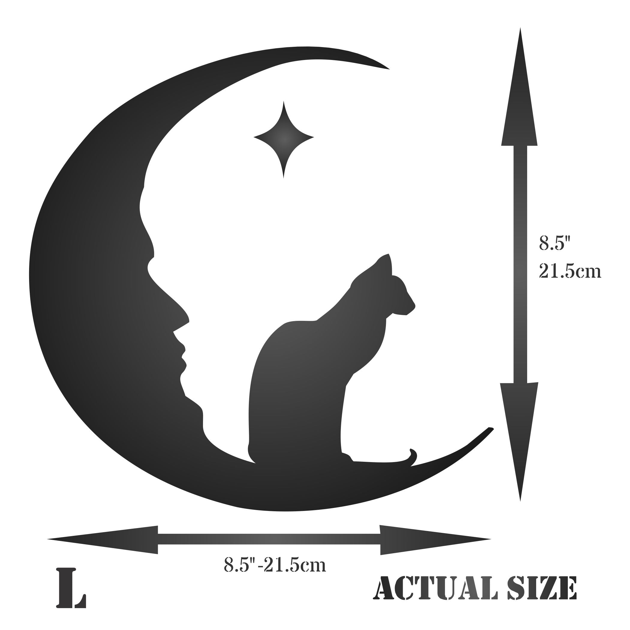 Moon Cat Stencil - Cat Moon Halloween