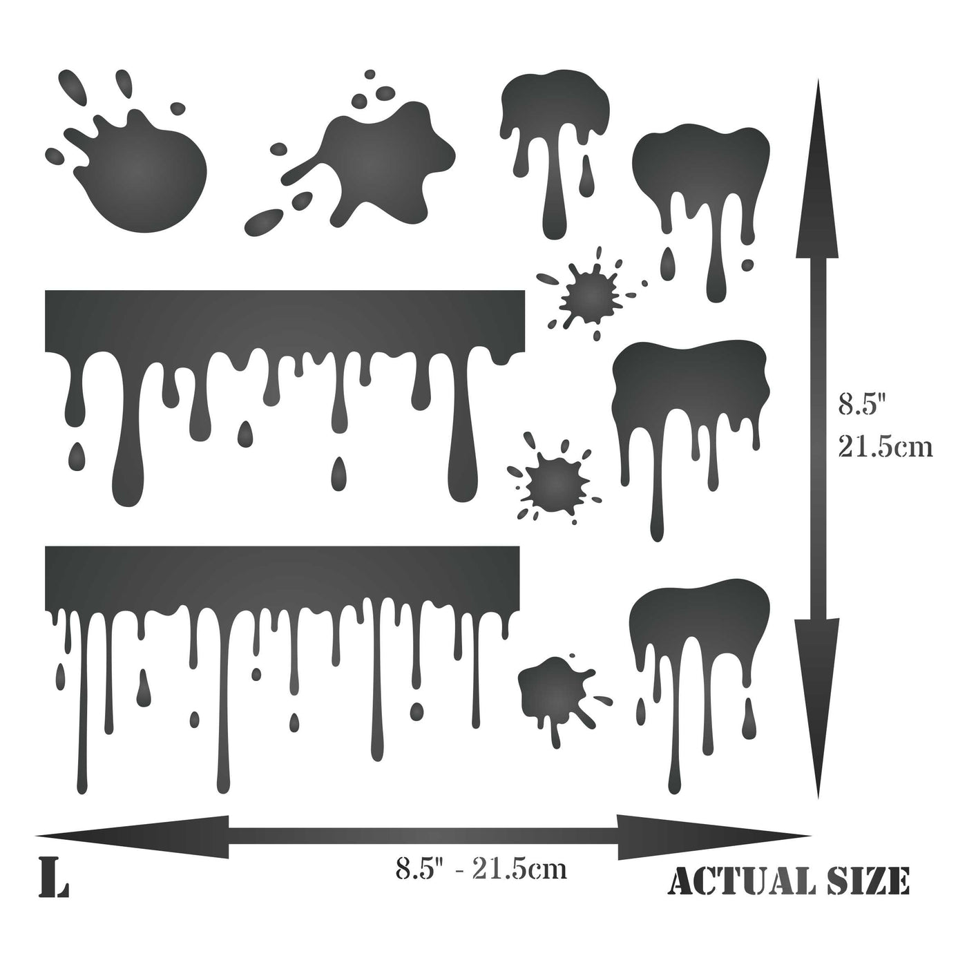 Drips Stencil - Blood Dripping Blot Drops Splatter Splashes Spatter Paint