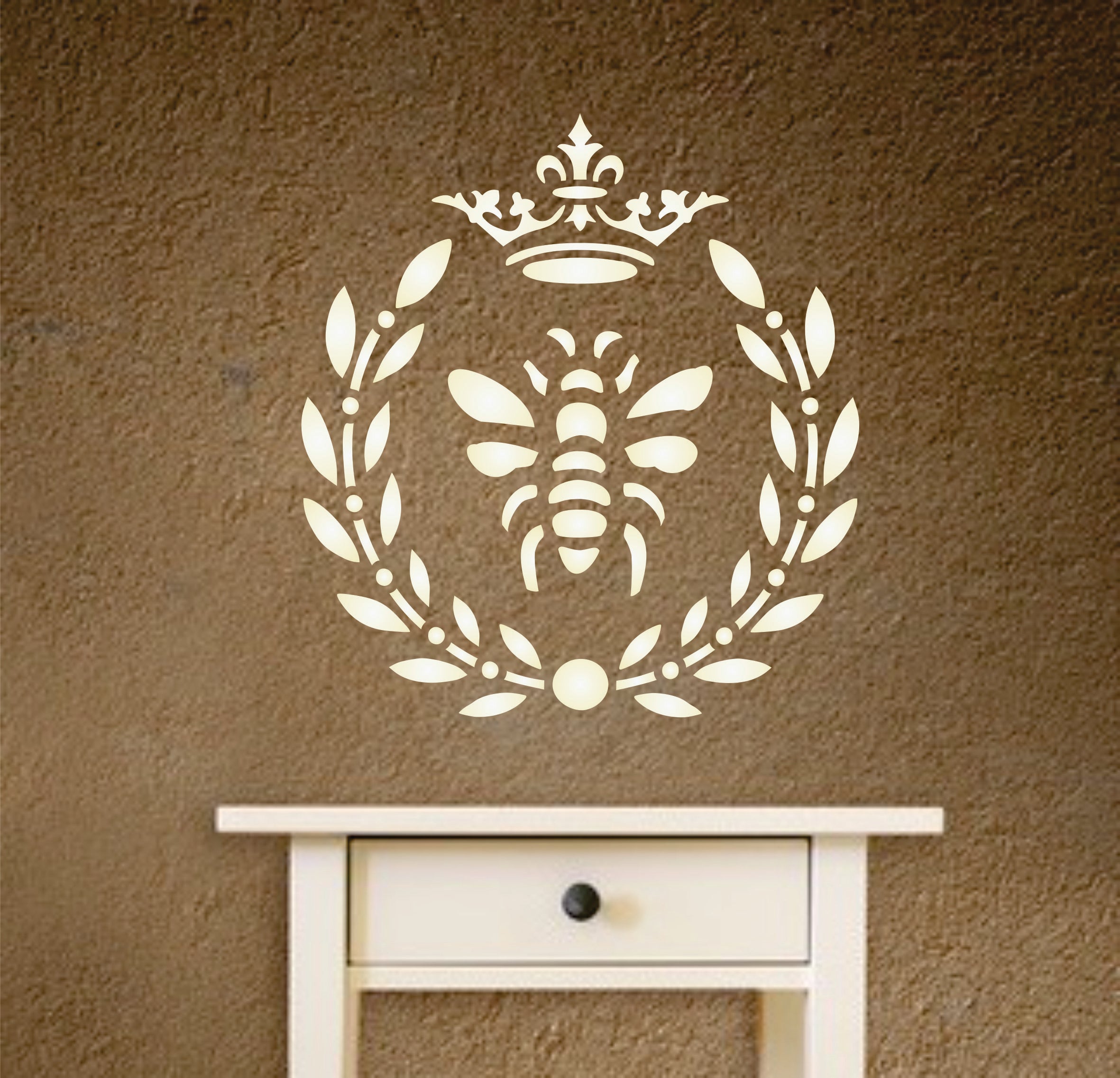 French Bee Stencil - Crown Laurel Wreath French Country Bee