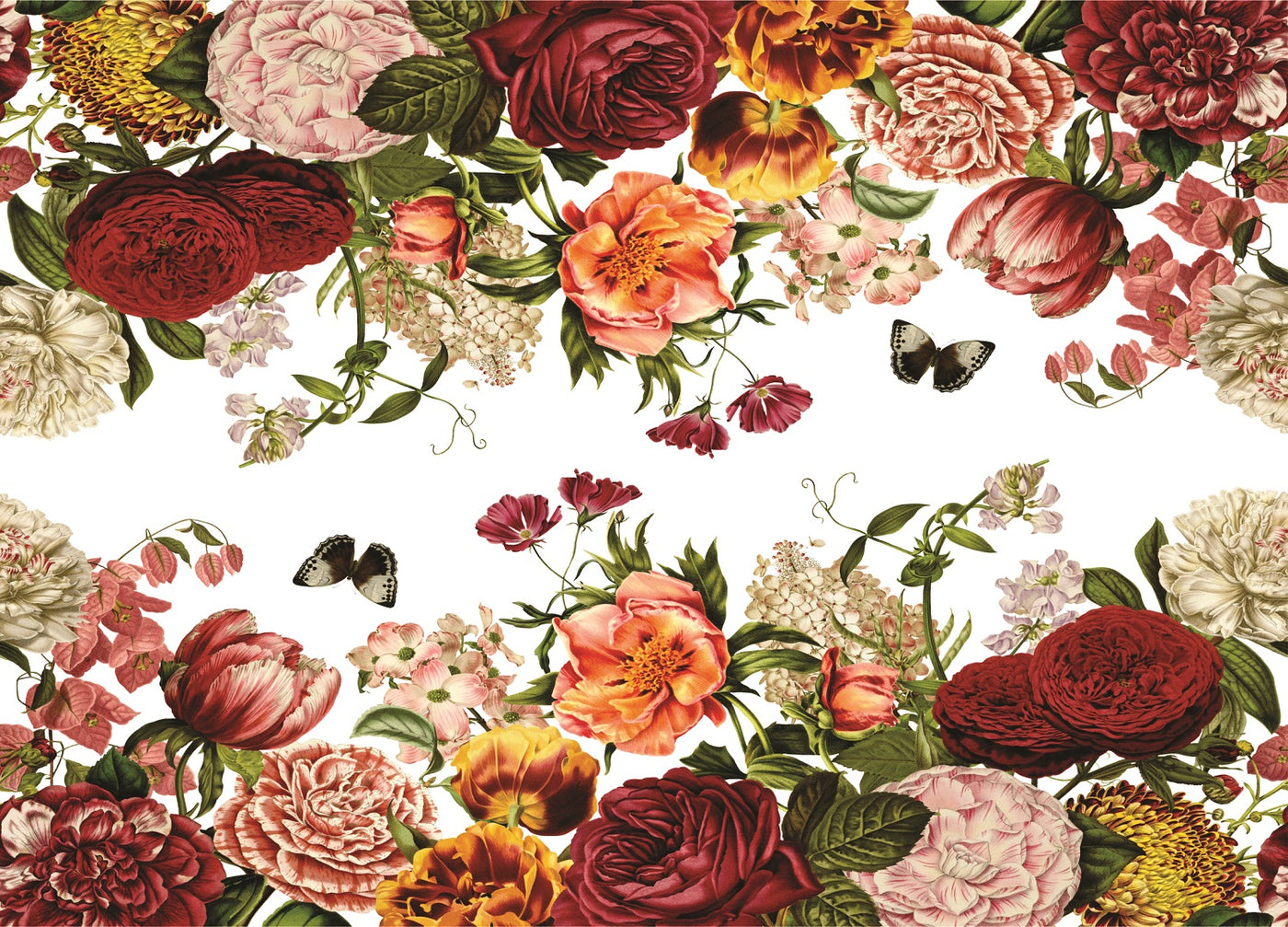 Red Rose Border Rice Paper- 3 Sheets Printed Mulberry Paper Border 36gsm