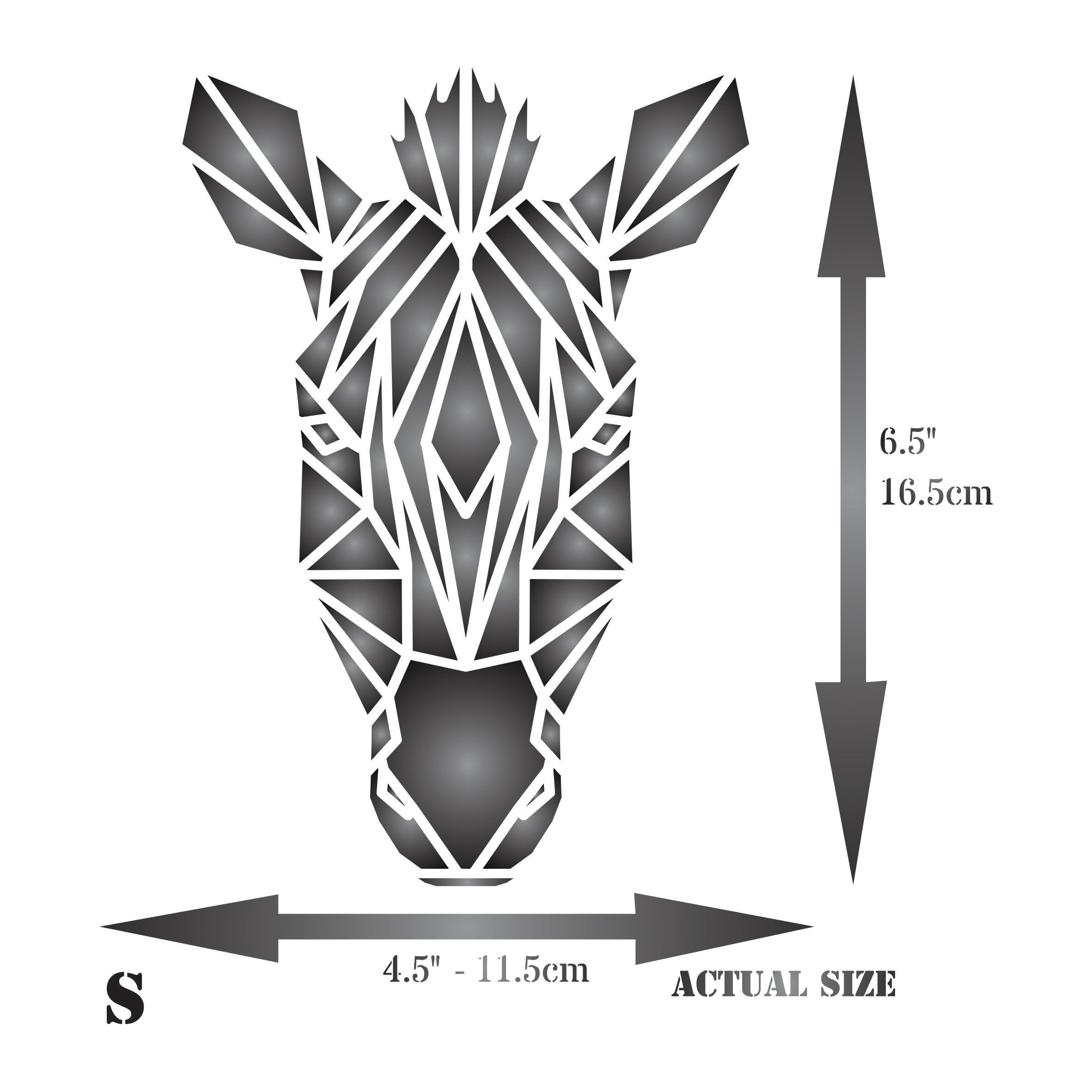 Zebra Stencil - Geometric Decor African Wild Animal Head