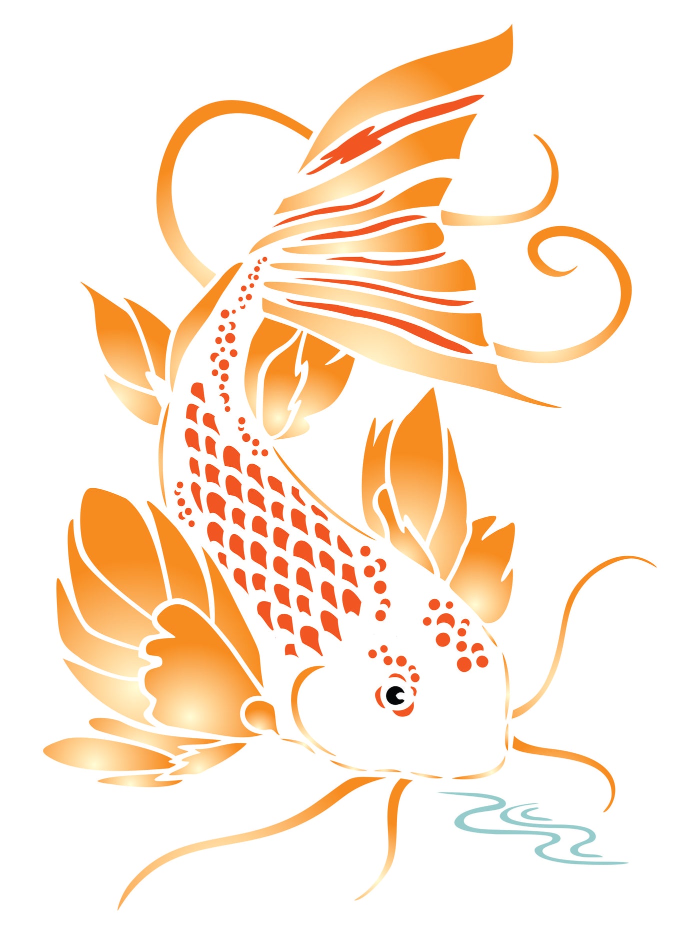 Koi Stencil - Asian Oriental Carp Fish Animal Pond Water