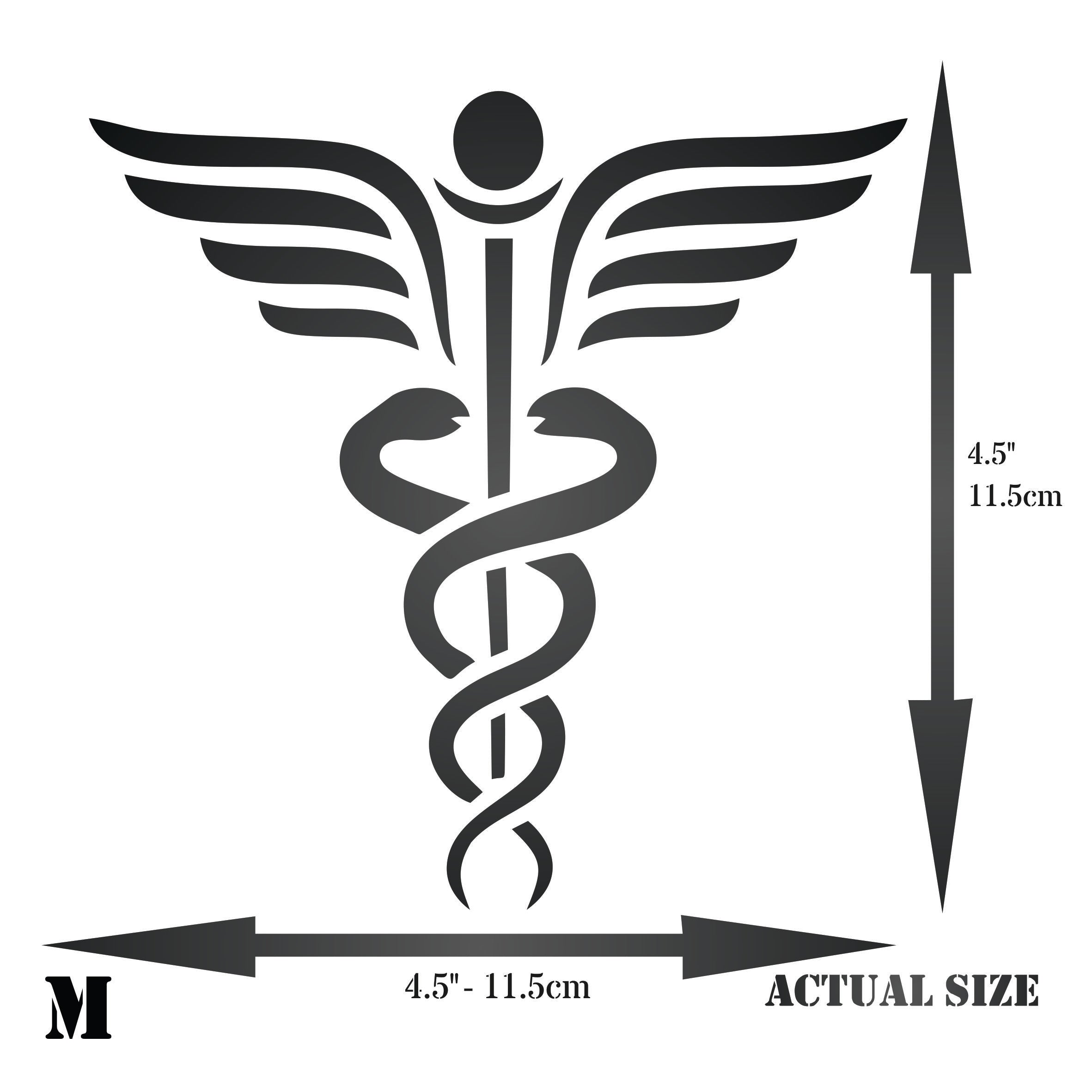 Caduceus Stencil - Staff of Hermes Medical Symbol