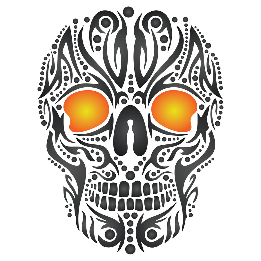 Skull Tattoo Stencil - Tribal Ethnic Maori