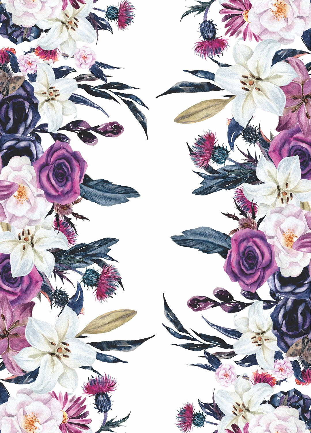 Gothic Floral Border Rice Paper- 3 Sheets Printed Mulberry Paper Border 36gsm