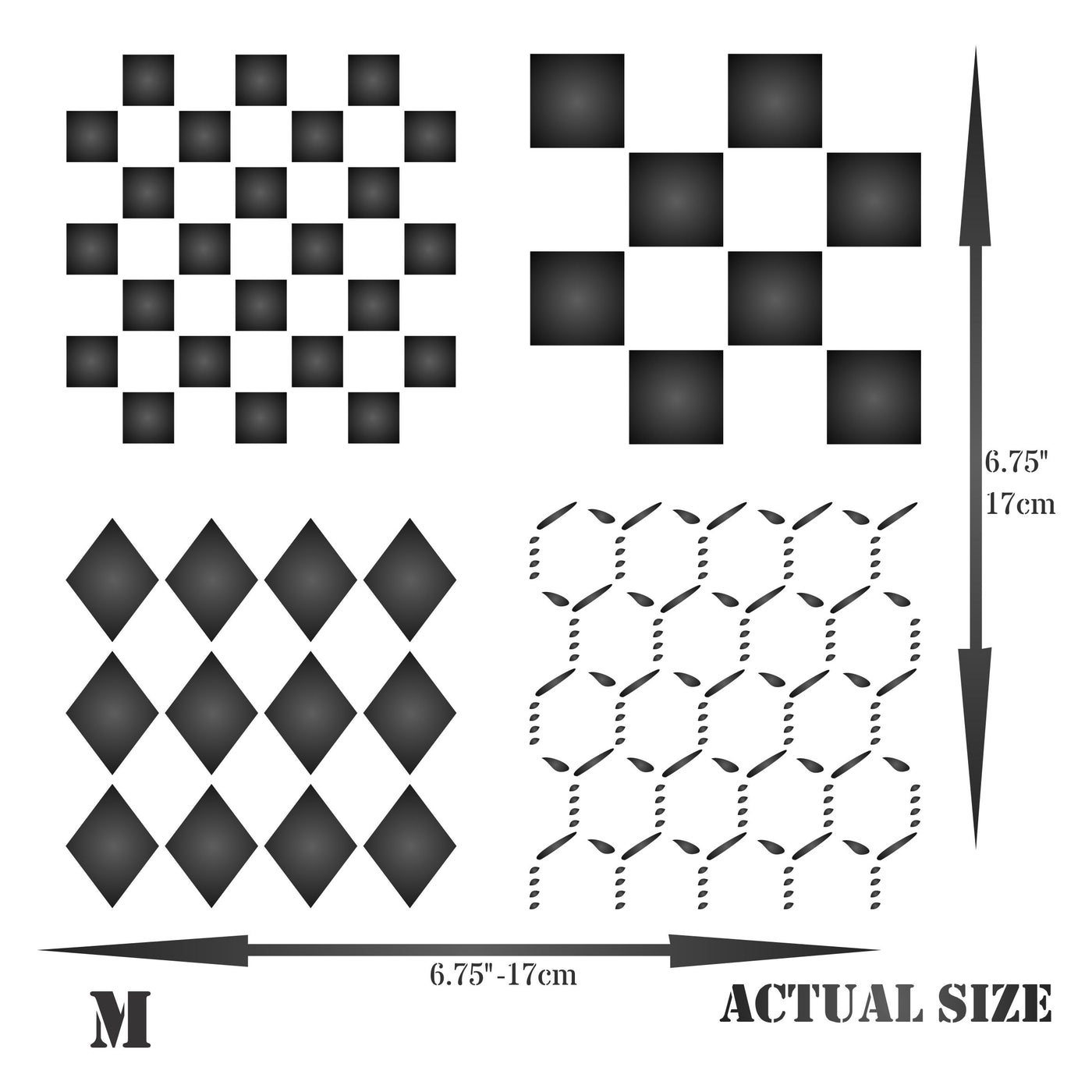 Shapes Stencil - Squares Diamonds and Chicken Wire