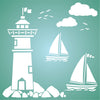 Lighthouse Stencil - Sea Ocean Nautical Sailboat Clouds