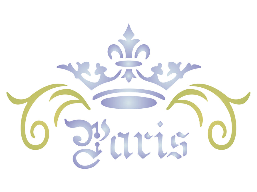 Paris Crown Stencil- Vintage French Themed Word