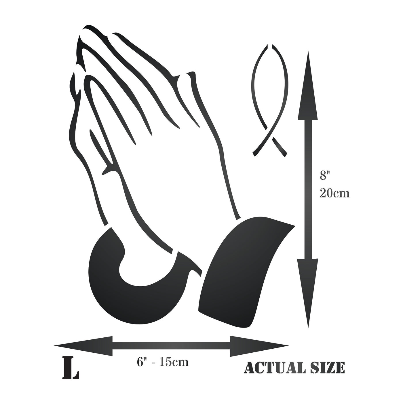 Praying Hands Stencil - Religious Catholic Fish Decor Cards