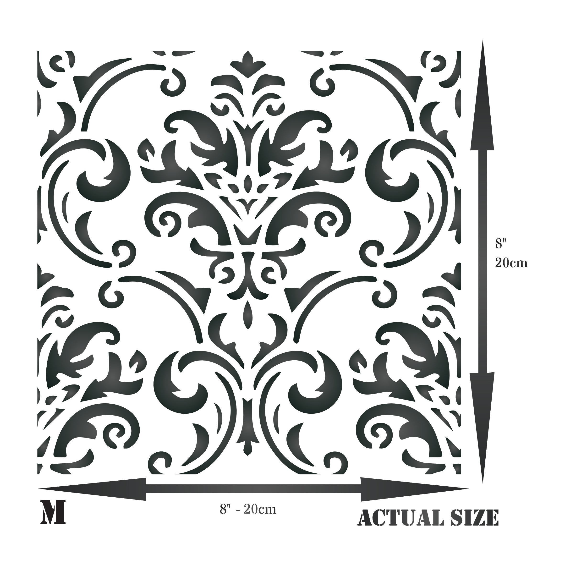 Rococo Tile Stencil - Baroque Ornamental Tile Design