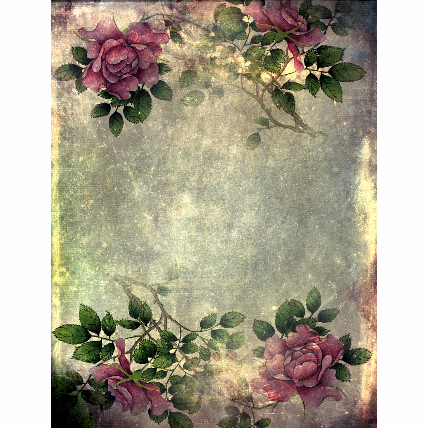 Dark Roses Rice Paper- 6 x Different Printed Mulberry Paper Images 30gsm