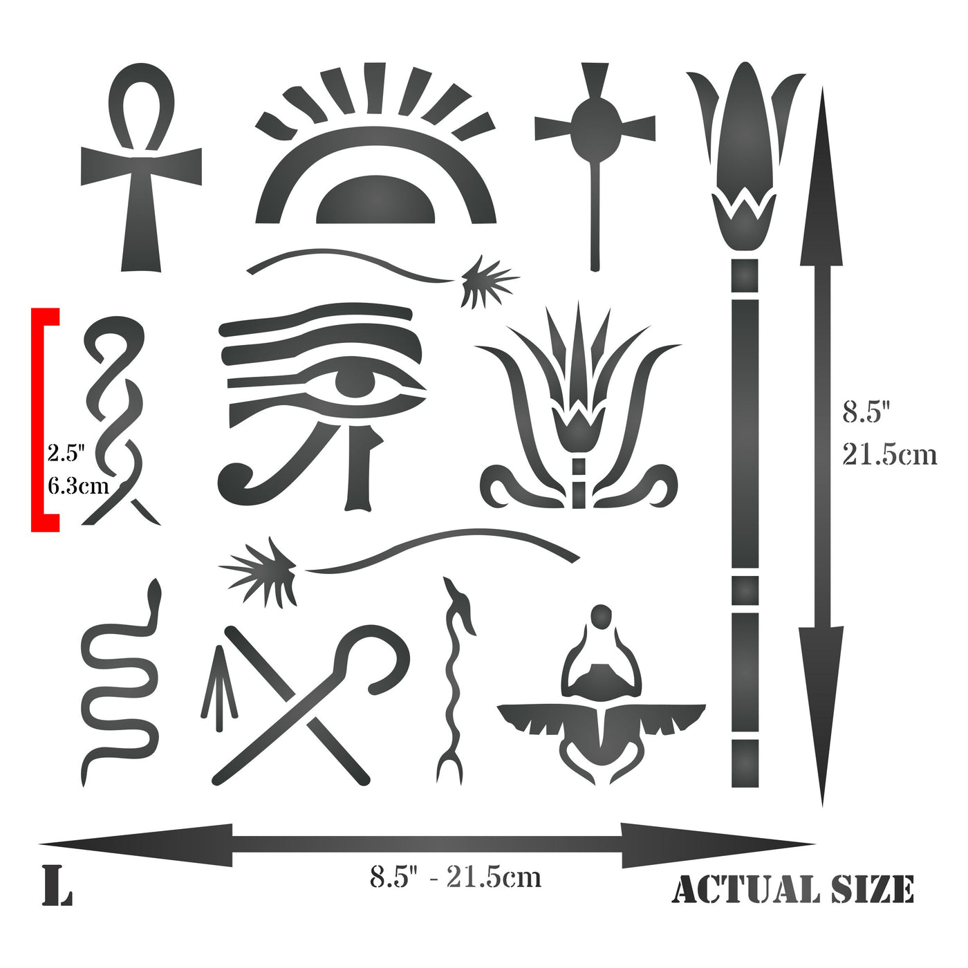 Egyptian Symbols Stencil - Classic Egypt Symbol Hyroglyphics