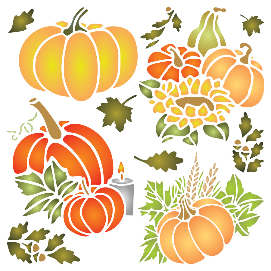 Pumpkins Stencil - Thanksgiving Decoration Halloween Cards Posters