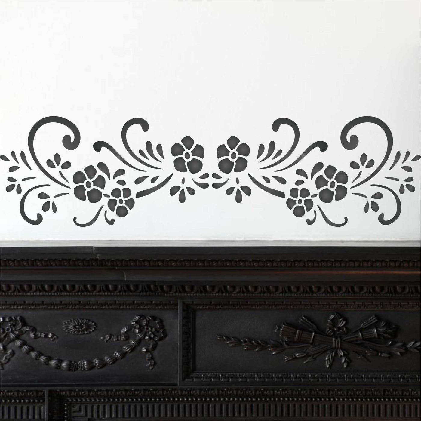 Swirly Flowers Stencil - Classic Floral Flower Border