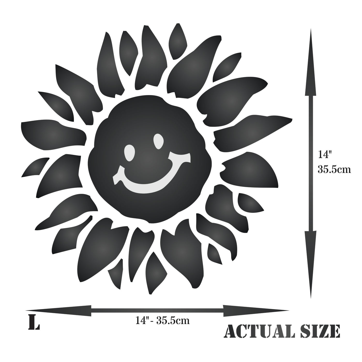 Sunshine Flower Stencil - Large Flower Face Baby Childs Nursery