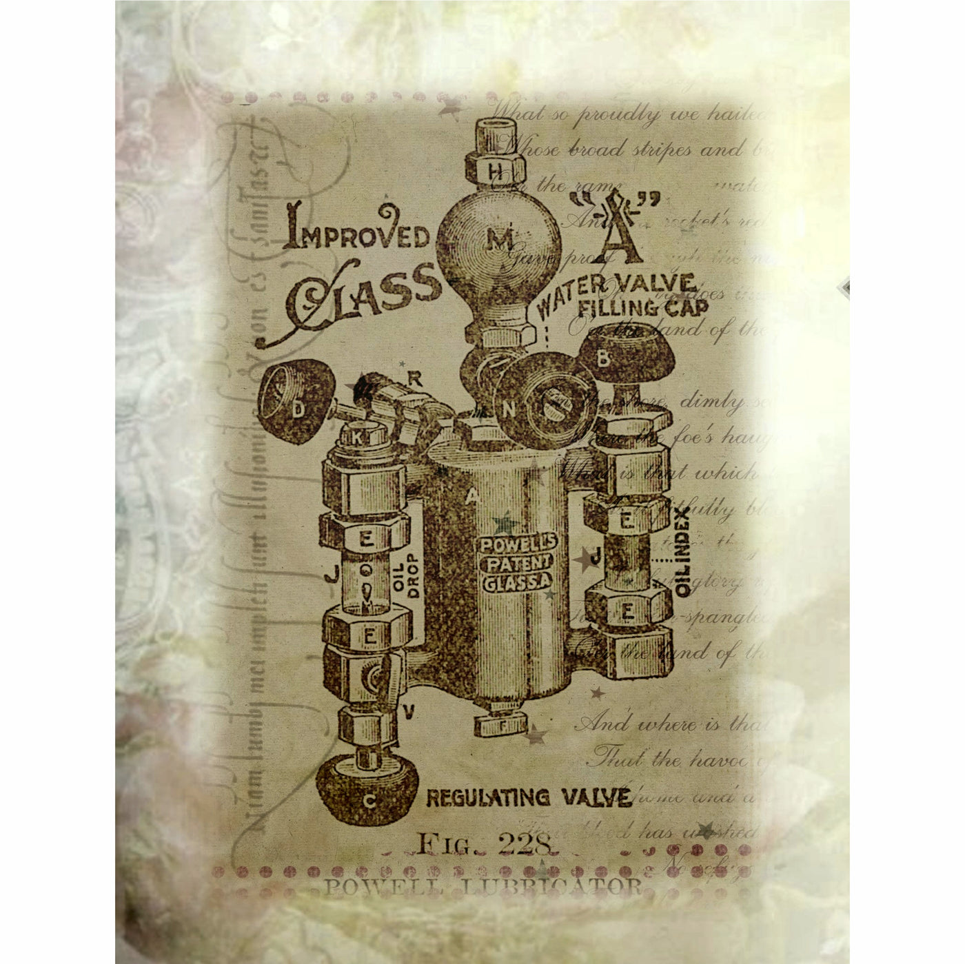 Light Steampunk Rice Paper- 6 x Different Printed Mulberry Paper Images 30gsm