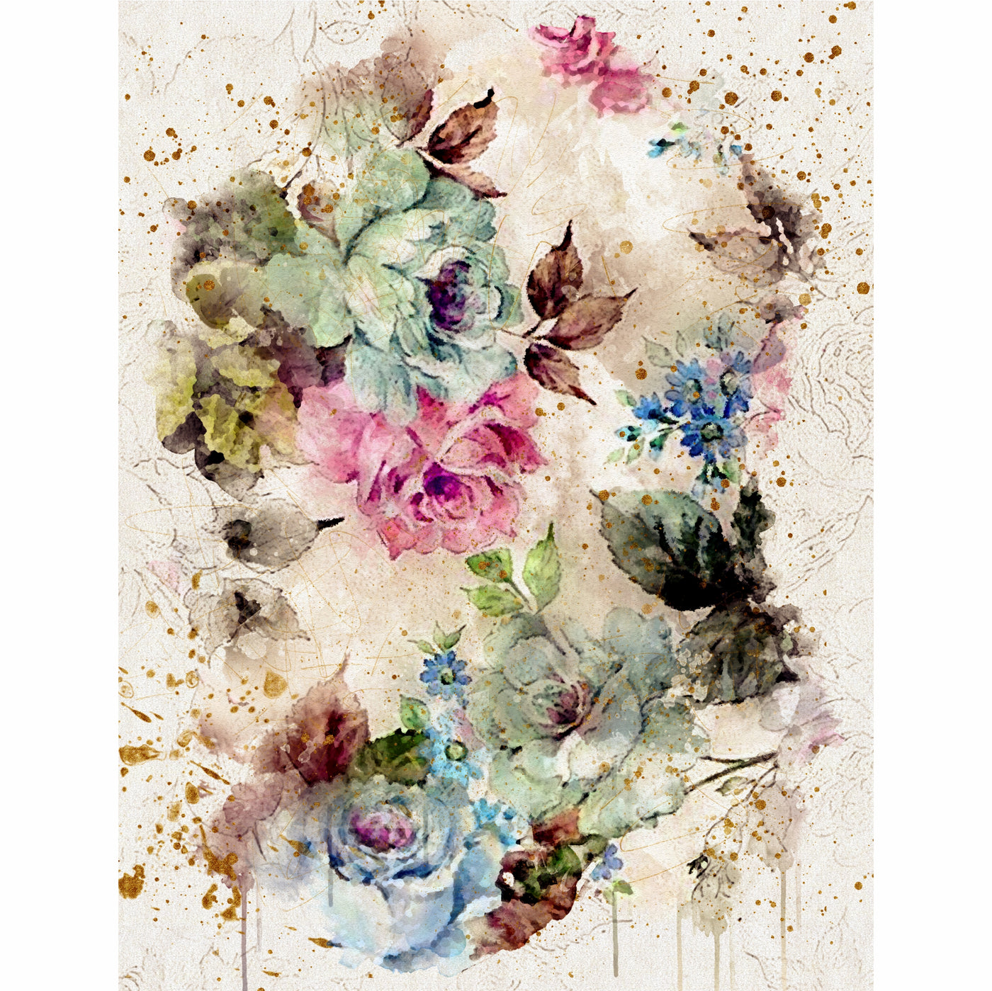 Bouquet Rice Paper- 6 x Different Printed Mulberry Paper Images 30gsm