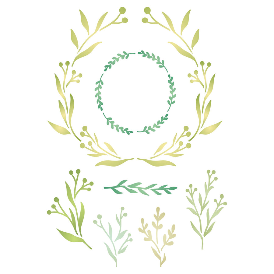 Olive Leaf Layering Stencil- Wreath Mask use to Add Texture