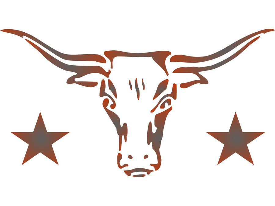 Longhorn Stencil- Cow Bull Skull Texas Farm Animal.