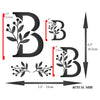 Flower Monogram B Stencil- Leaf Flower Initial 3 Sizes on One Sheet