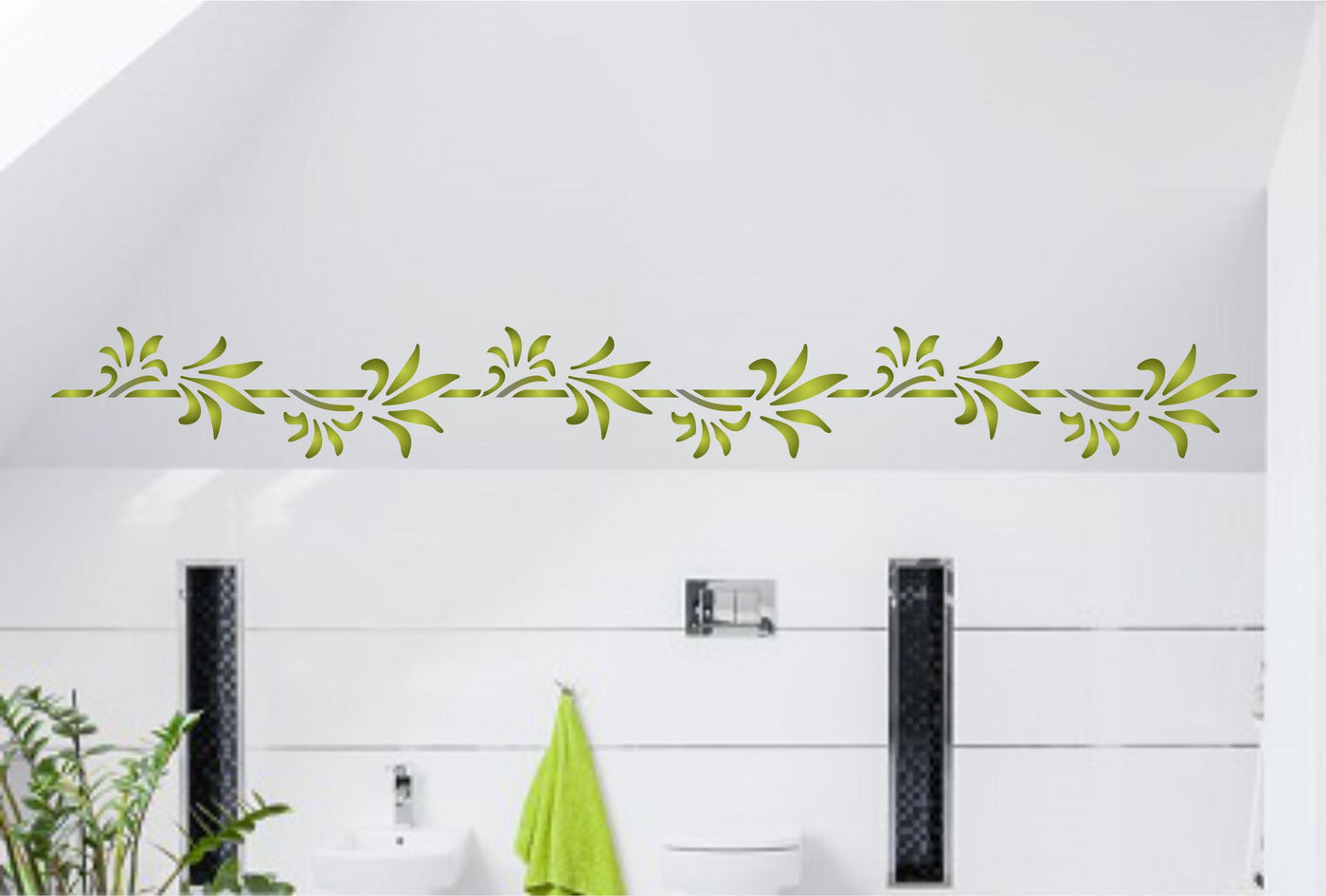 Palm Leaf Stencil - Classic Art Deco Leaf Border