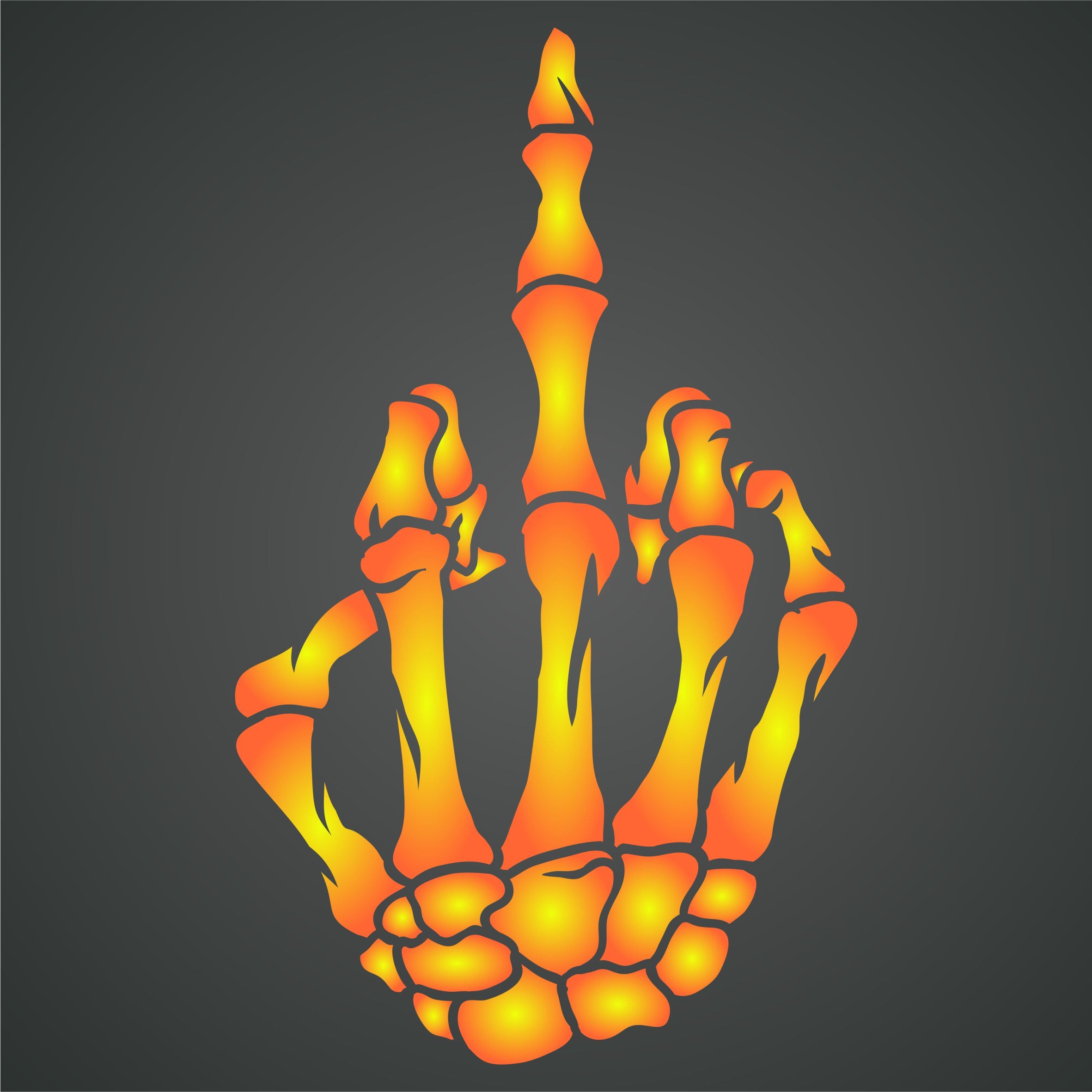 Skeleton Finger Stencil - Skeleton Hand Flipping The Bird Graphic Design