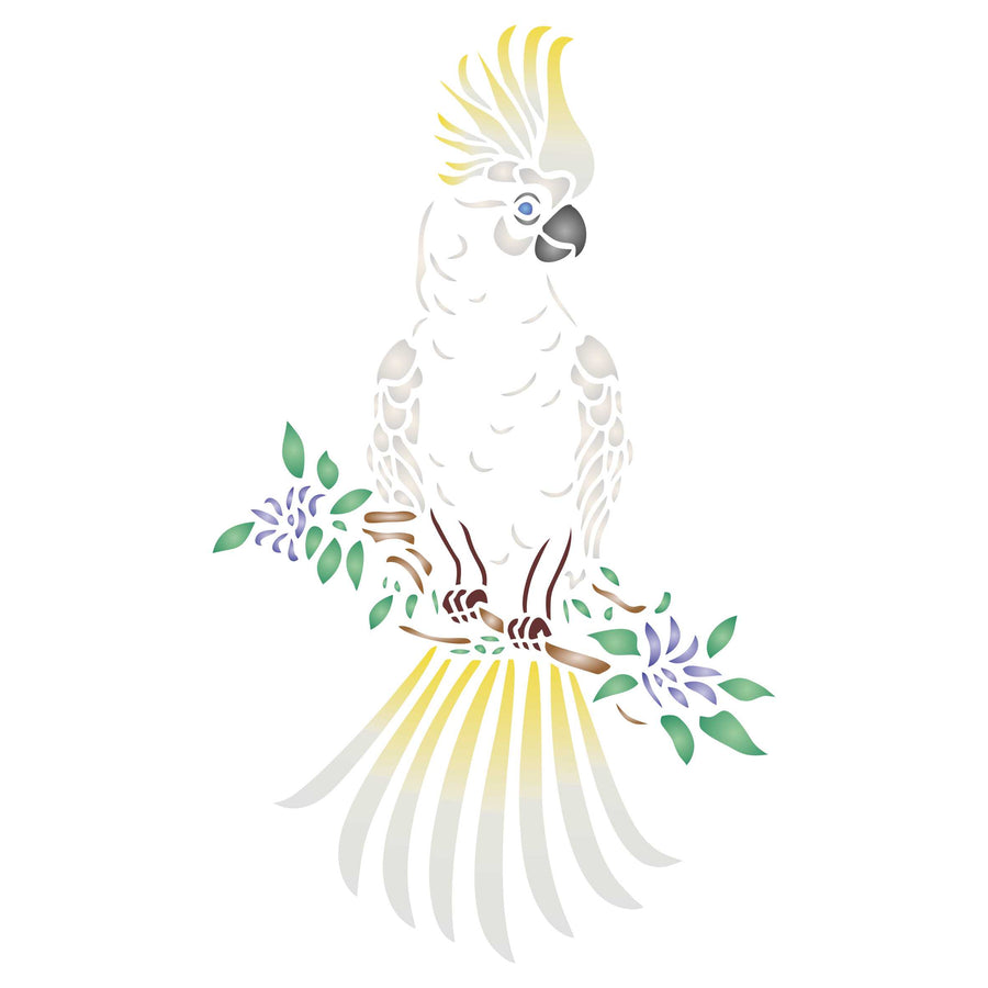 Cockatoo Stencil - Decorative Animal Wildlife Parrot Bird