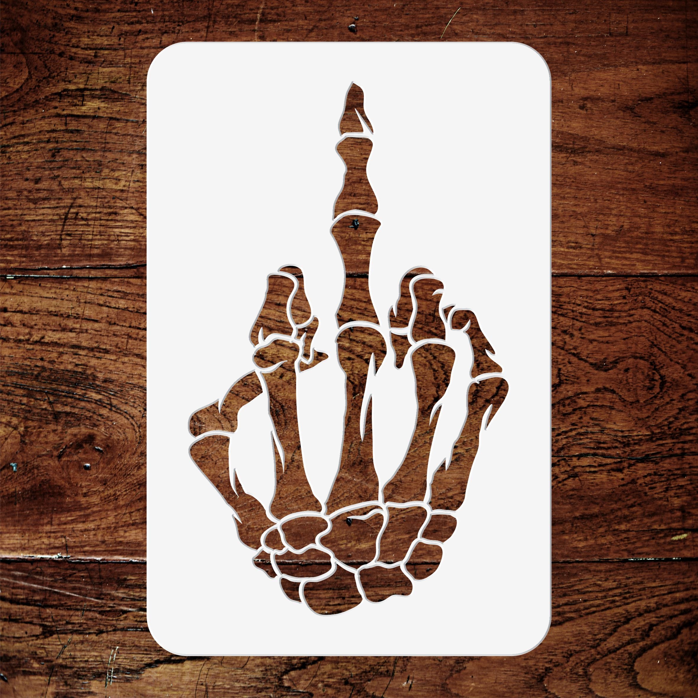 Skeleton Finger Stencil - Skeleton Hand Flipping The Bird Graphic Design