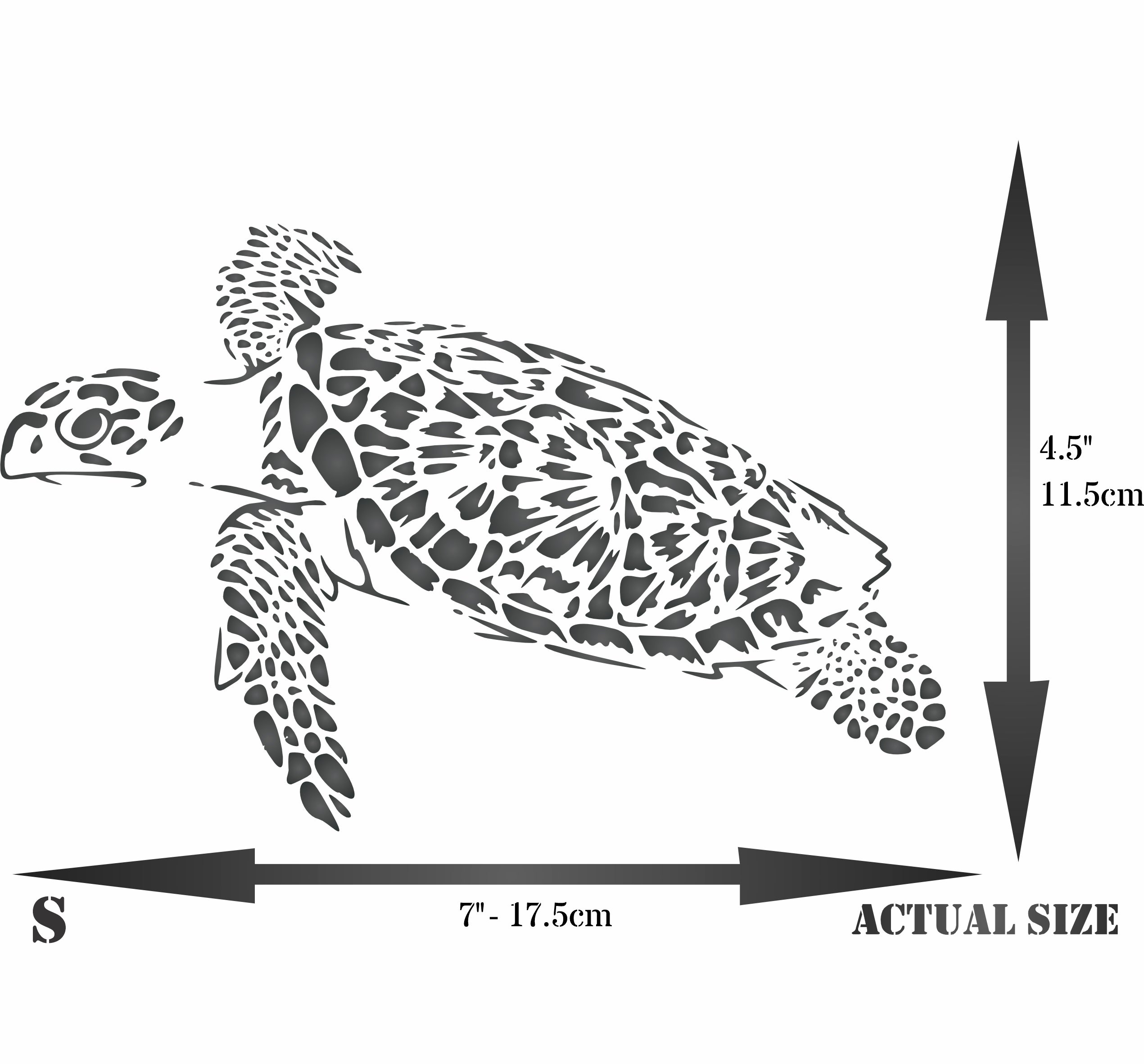 Sea Turtle Stencil - Sea Ocean Nautical Seashore Reef Fish