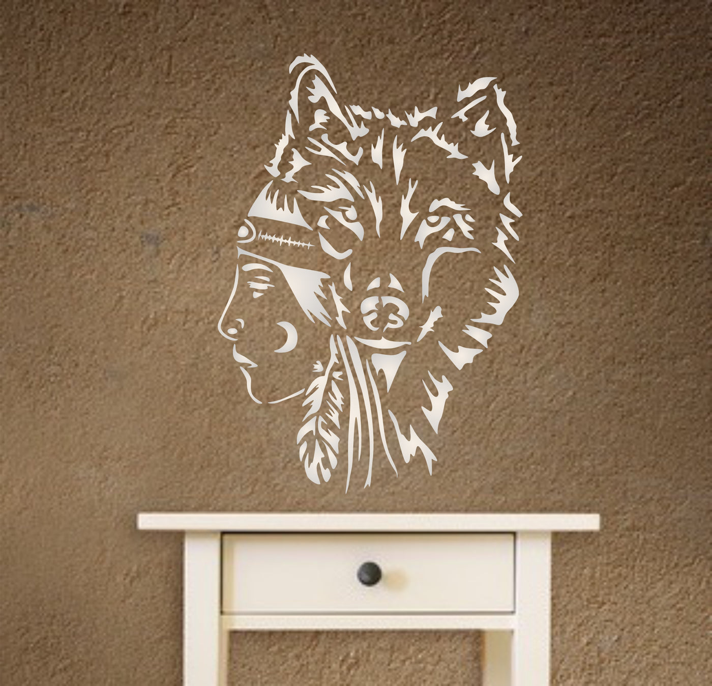 Wolf Girl Stencil - Native American Protectors of Souls Spirit Guide