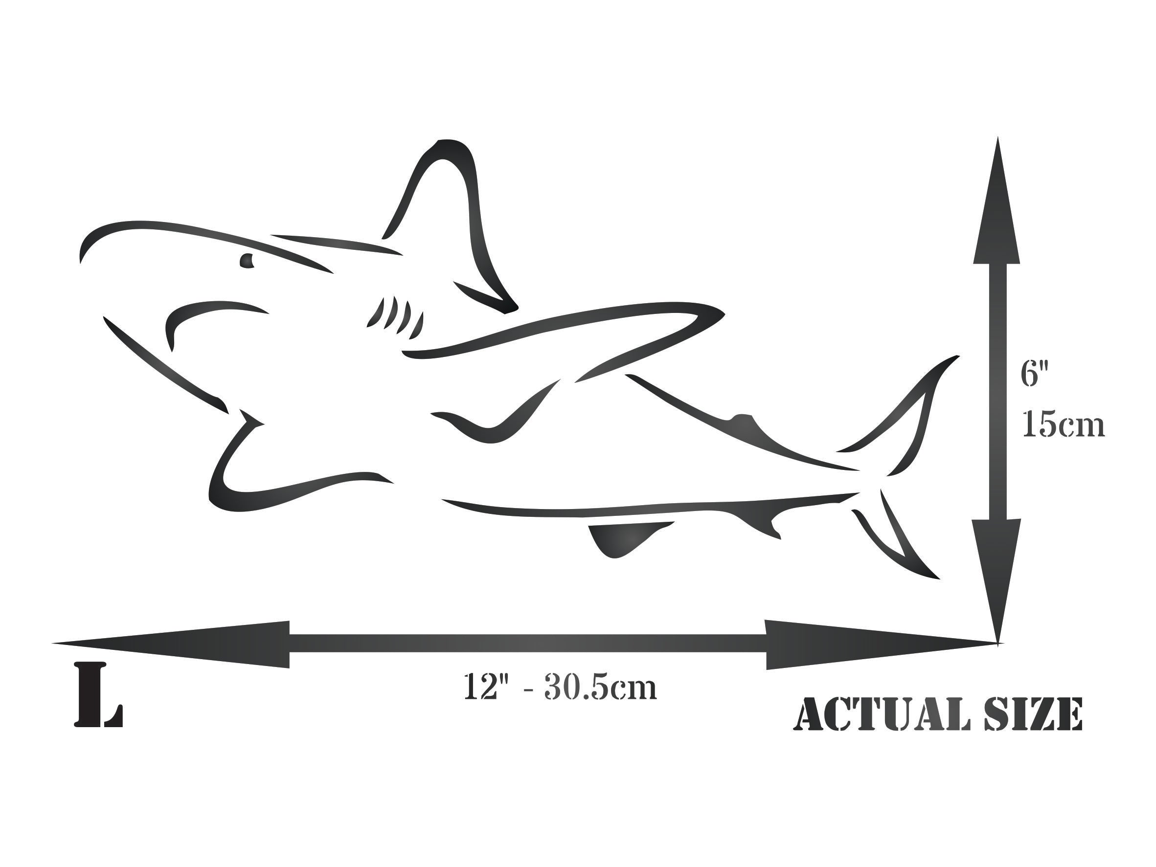 Shark Stencil - Sea Ocean Nautical Seashore Reef Fish