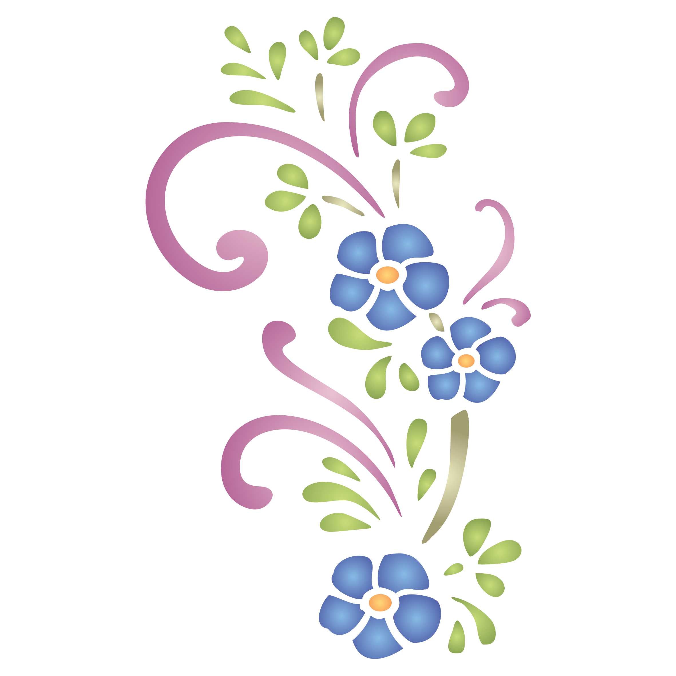 Swirly Flowers Stencil - Classic Floral Flower Border