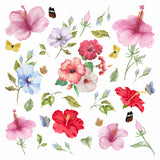 Hibiscus Transfers-Dry Rub-On Transfer for Furniture Crafts Decoupage