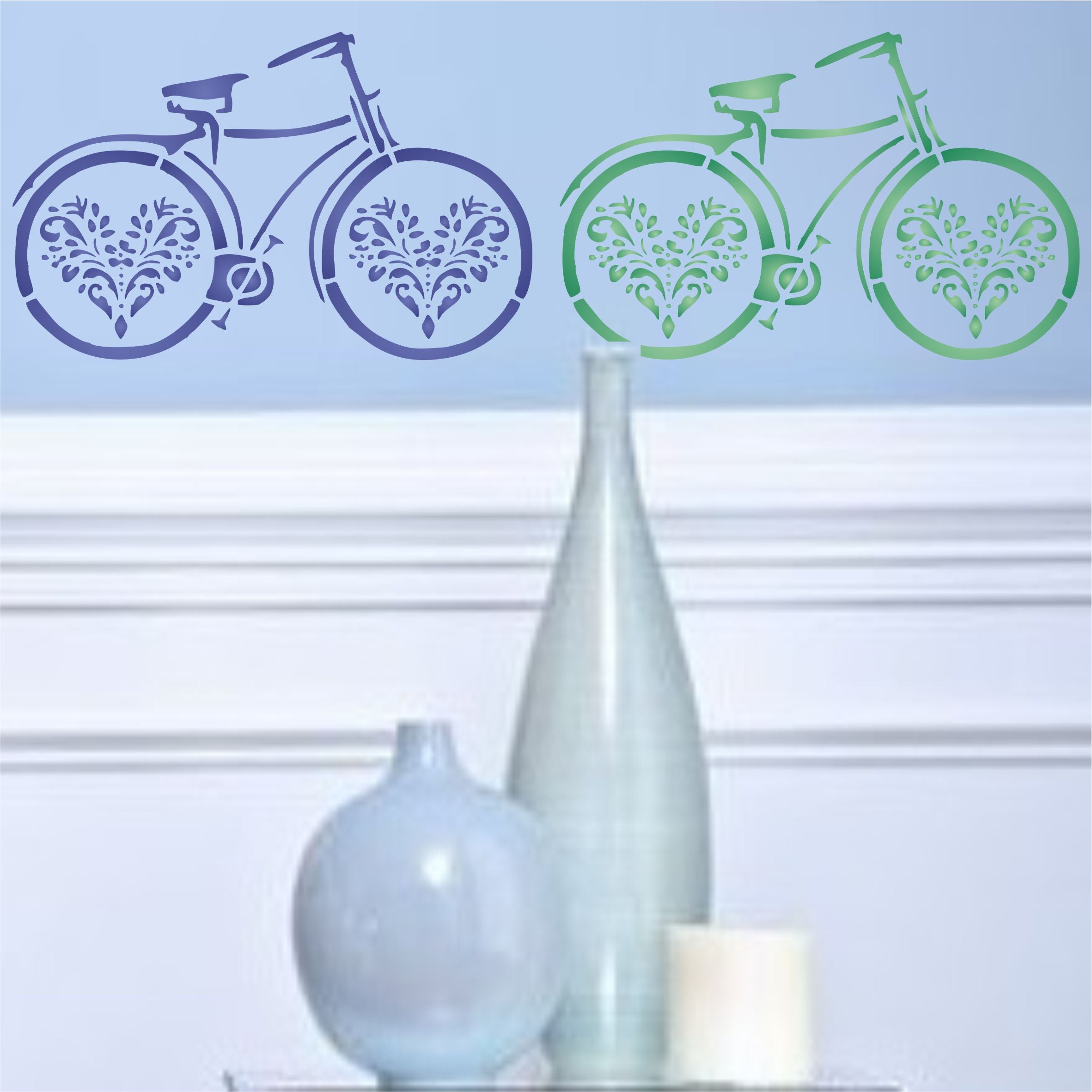 Vintage Bicycle Stencil - Classic Flowery Cycle Design