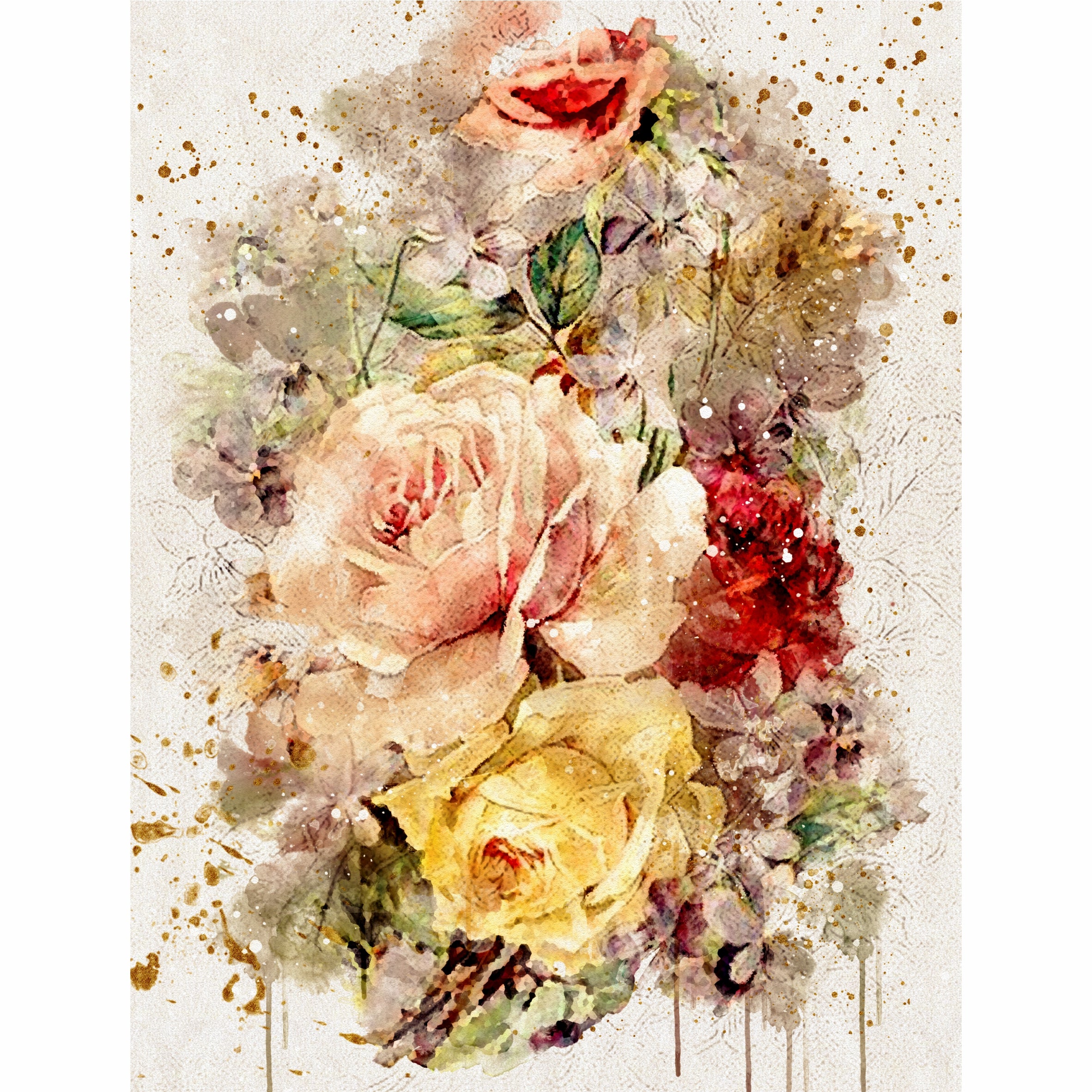 Bouquet Rice Paper- 6 x Different Printed Mulberry Paper Images 30gsm