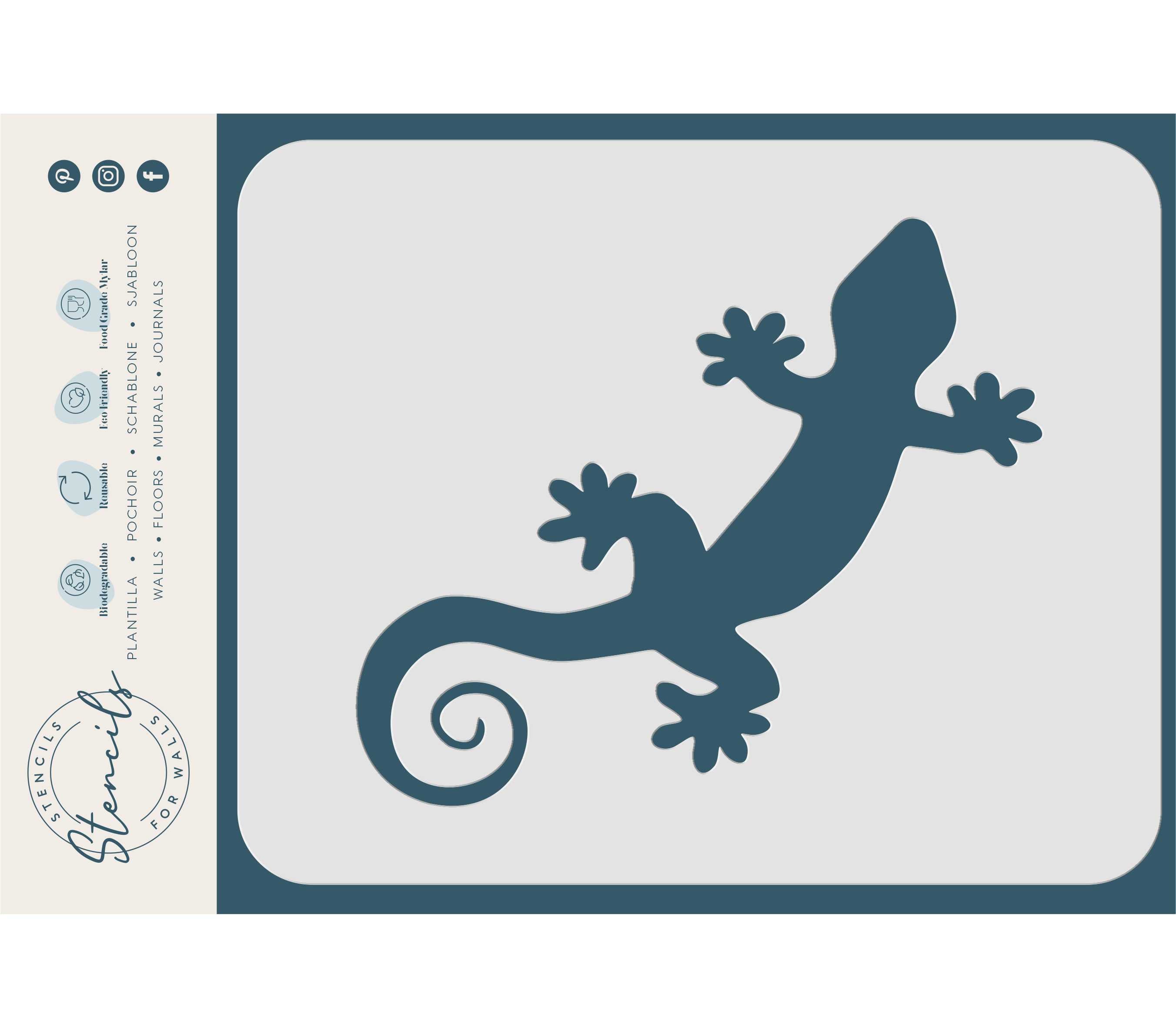 Gecko Stencil - Lizard Reptile Art Decor Cards