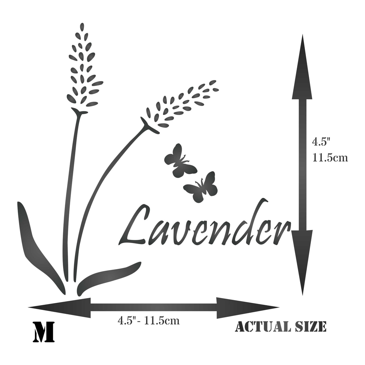 Lavender Stencil - Vintage Floral Flower Herb Word