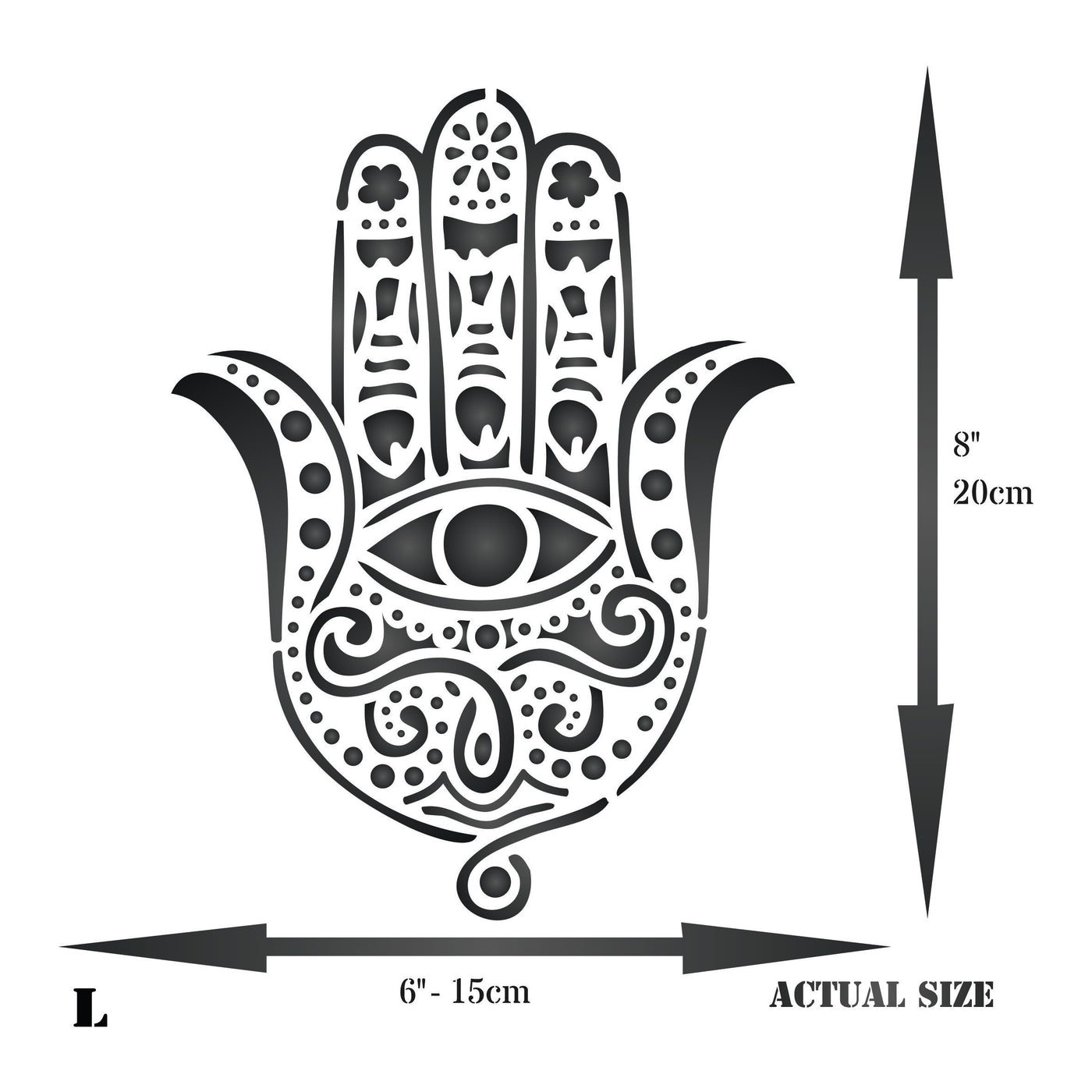 Fatimas Hand Stencil - Hamsa Hand Islam Judaism Kabbalah